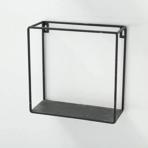 Whole House Worlds Industrial Chic Box Floating Shelves, 3 Wall Mounted Pieces, Black Iron, 7 3/4-6 Inches Square, by WHW