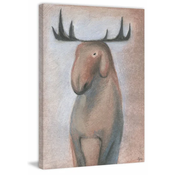 Marmont Hill 'Happy Moose' Painting Print on Wrapped Canvas - Brown