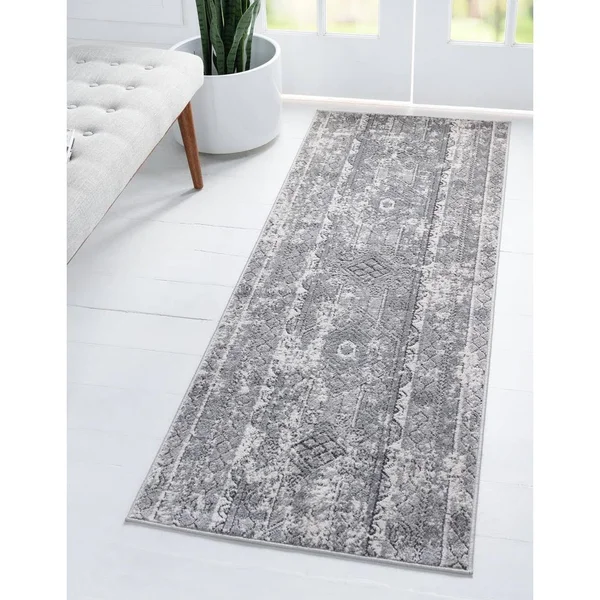 Porch & den Regatta Distressed Geometric Stripe Area Rug - 8& x 8& Square - Blue