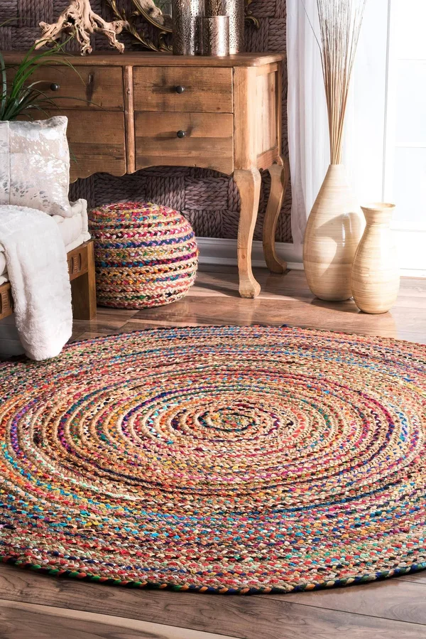 nuLOOM Mgnm05a Aleen Braided COTTON/ Jute 8& x 10& Multi Area Rug