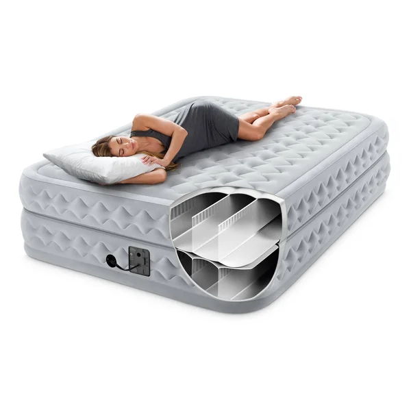 Intex Queen 20x22 Durabeam Supreme Air Flow Airbed Mattress with Built-in Pump