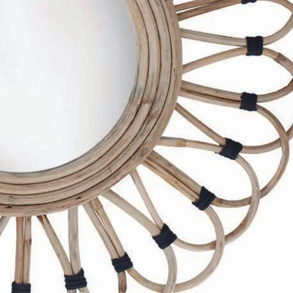 19 inch Diameter Round Wrapped Rattan Wall Mirror - Foreside Home & Garden