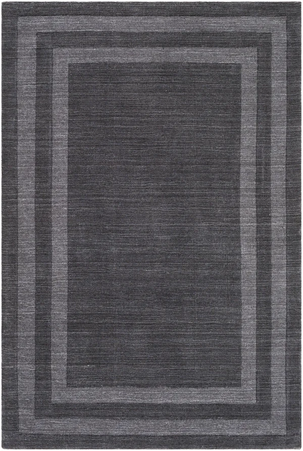 Modern BHS-0061938 Tufted Wool Charcoal Border Accent Rug, 8' x 11'