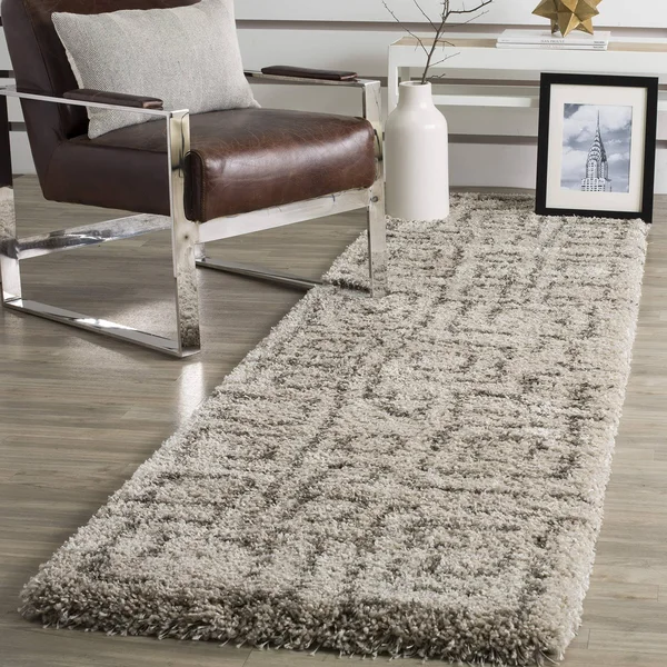 Safavieh Belize Shag SGB487D Taupe, Grey Rug 2&3x22 x 9& Runner