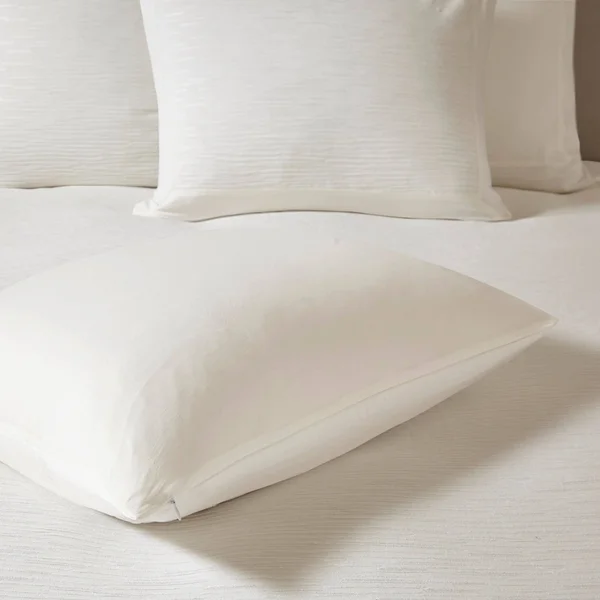 N Natori Hanae Cotton Blend Yarn Dyed 3 Piece Comforter Set Grey King
