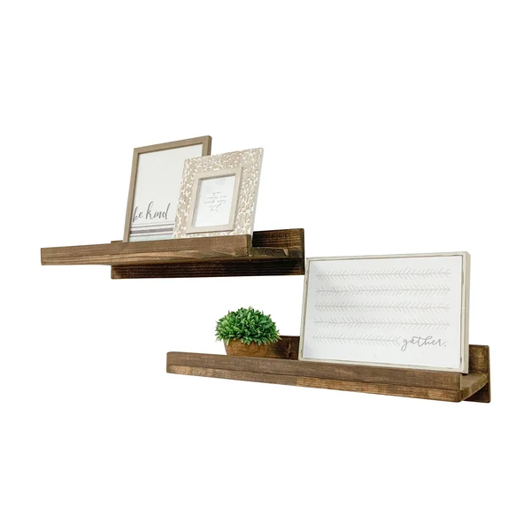 Del Hutson Designs Walnut 24inch Rustic Luxe Shelves Set of 2 - Brown