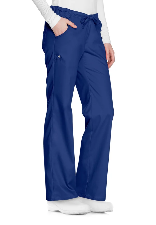 Cherokee Women's Luxe Low Rise Drawstring Scrub Pant Blue Petite XL