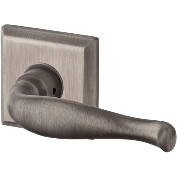 Baldwin PV.DEC.TSR Decorative Privacy Leverset with Traditional Square Rose Matte Antique Nickel