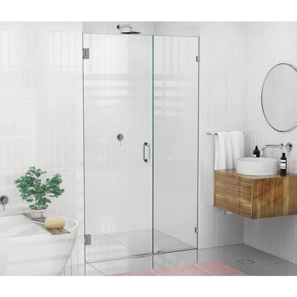 Glass Warehouse 78-in x 42.25-in Frameless Shower Door Wall Hinge Brushed Nickel, GW-WH-42-25-BN