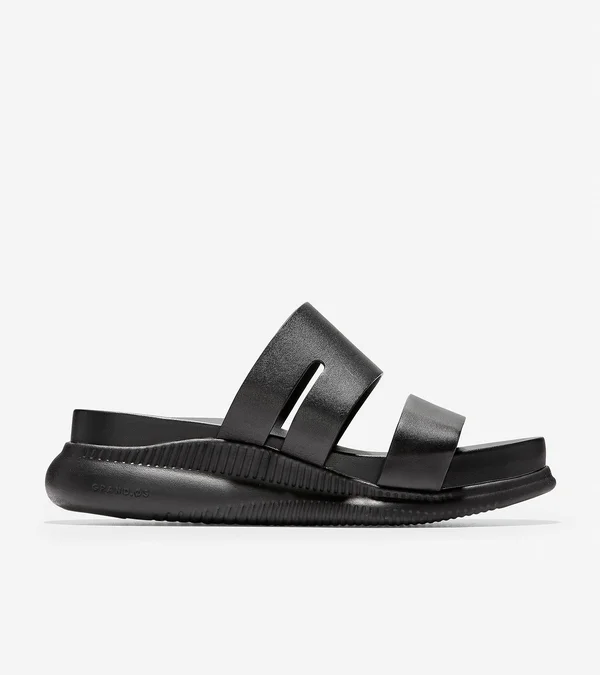 Cole Haan 2.Zerogrand Slotted Slide Sandal Black Leather/Black - Women's, Size: 7