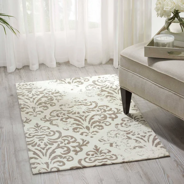 Nourison Damask DAS03 Area Rug - Ivory/Grey, 8& x 10&