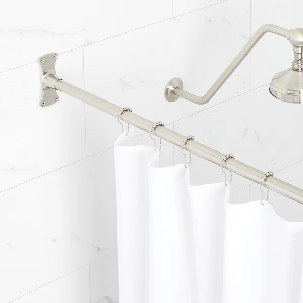 48x22 Straight Solid Brass Shower Rod - Brushed Nickel, Signature Hardware