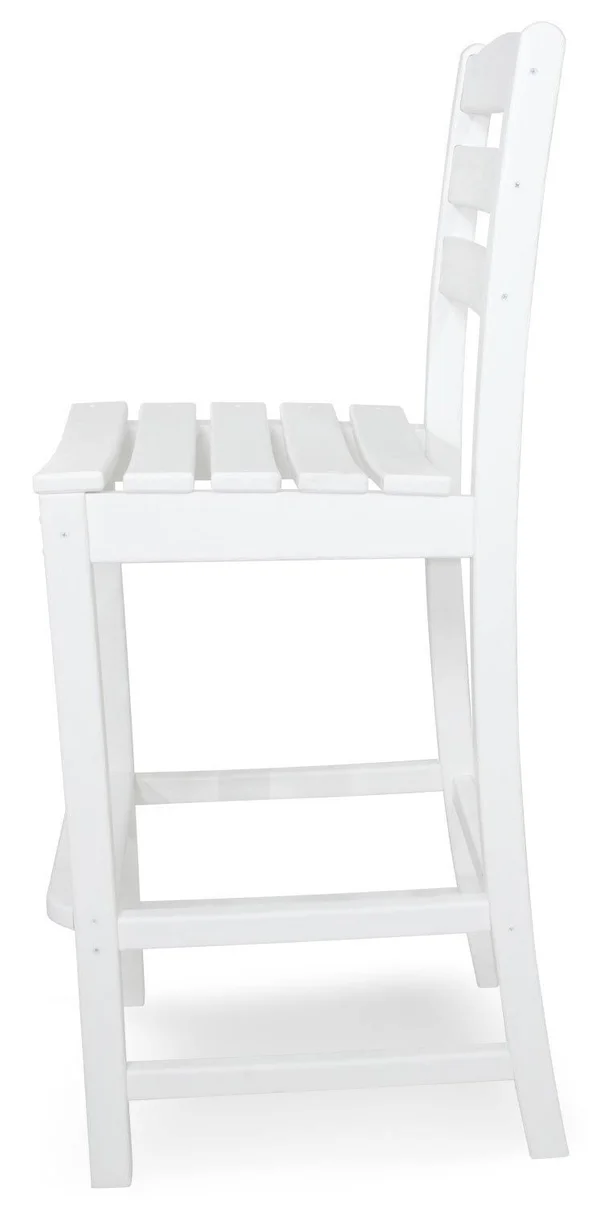 Polywood Cafe Recycled Plastic Bar Height Side Chair, White