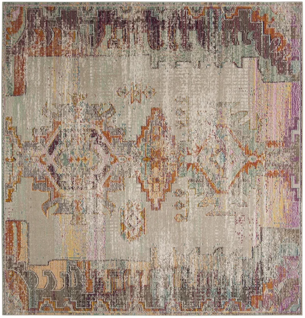 Safavieh CRS517P Crystal Light Grey, Purple Area Rug - 7& x 7& Round