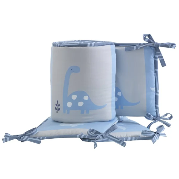 Bedtime Originals Roar Dinosaur 4 Piece Crib Bumper Blue/Gray - 9.5" x 51.5"