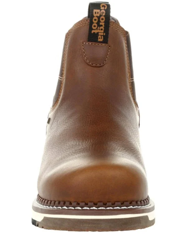 Men's Brown Georgia Boot Wedge Waterproof Chelsea Work Boot Size 9.5