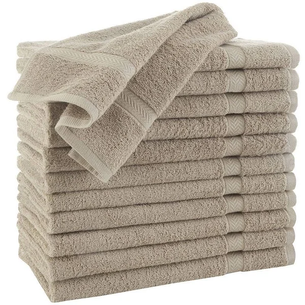 Martex Commercial Hand Towel Set, Khaki - 12 pack