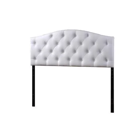 Skyline Decor Myra Modern and Contemporary Full Size White Faux Leather Upholstered Button-Tufted Scalloped Headboard