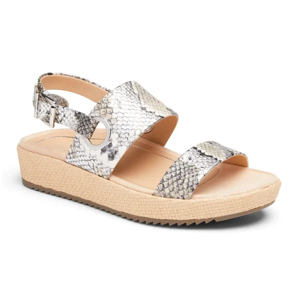 Vionic Louise Platform Sandal - Women's - Grey/Off White Snake Print - Platform Slingback