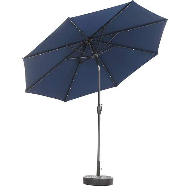 Ainfox 9ft Patio Umbrella with LED Lights & Round Base - Brown - 9 x 9 x 7.61ft