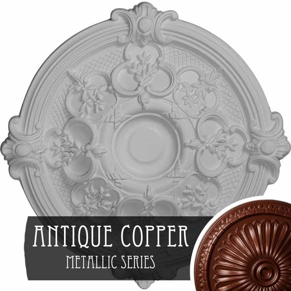 17 3/8 inchod x 1 3/4 inchp Hamilton Ceiling Medallion (Fits Canopies Up to 3 3/4 inch), Hand-Painted Flash Gold