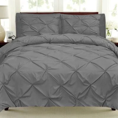 Hartle Luxury Pinch Pleat Pintuck Comforter Set Winston Porter Color: Gray/Gray, Size: King Comforter + 2 Shams + 6 Additional P