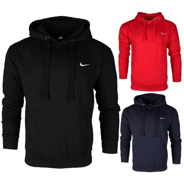 Nike Men's Athletic Wear Embroidered Swoosh Fleece Gym Active Pullover Hoodie XL, Navy 473