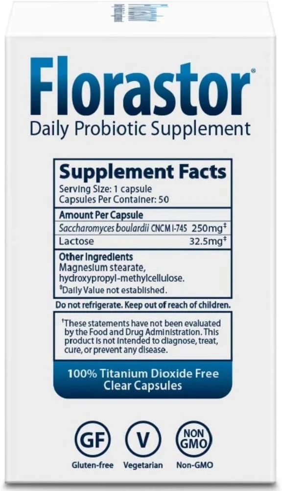 Florastor Daily Probiotic Supplement for Men & Women, 250 mg, 50 Capsules