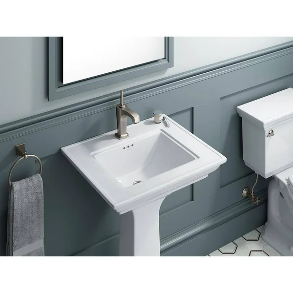 KOHLER K-2344-1-0 Memoirs Stately 24 In. Pedestal Bathroom Sink with Single Faucet Hole - White