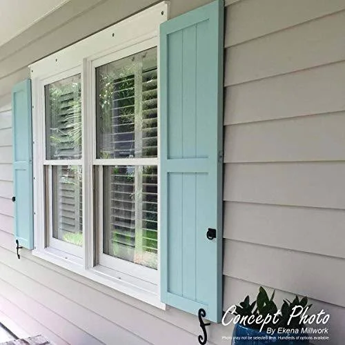 Ekena Millwork CWB15X046RWC 15x22W x 46x22H Exterior Four Board (2 Batten) Composite Board-n-Batten Shutters (Per Pair), Country