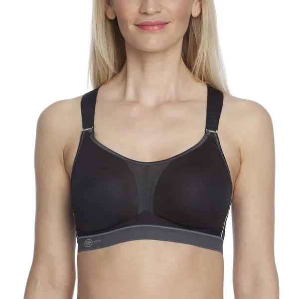 Anita Active Dynamix Star Max Support Sports Bra, Black and Anthracite