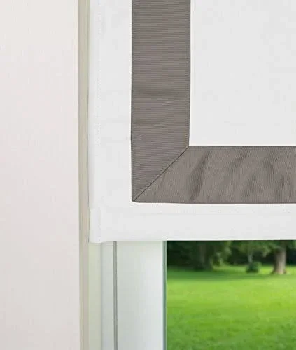 Green Mountain Vista Thermal Blackout Cordless Roman Shade with Ribbon Border