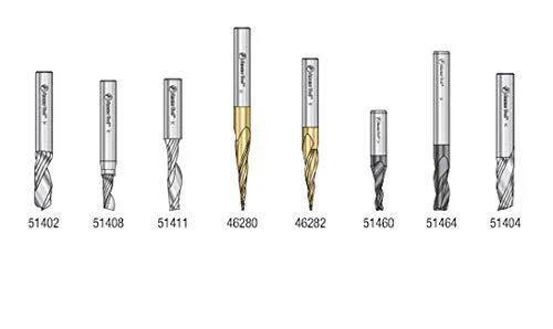 Amana AMS-135 8-Pc Specialty Aluminum - Plastics \& Stainless Steel Cutting CNC Router Bit Collection, 1/4 inch Shank