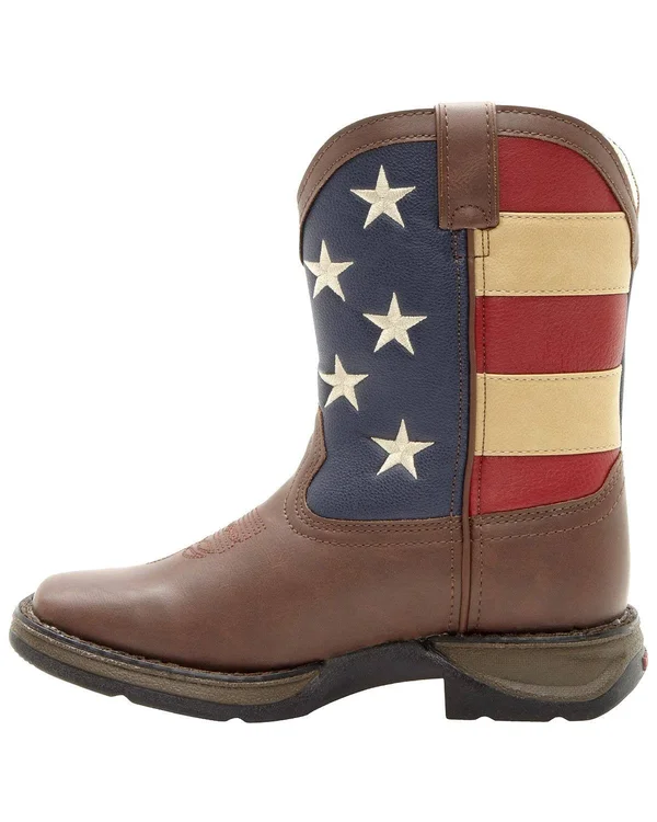 Durango BT245 Lil 8 inch Patriotic Pull-On Boot - 4.5 Brown/Flag