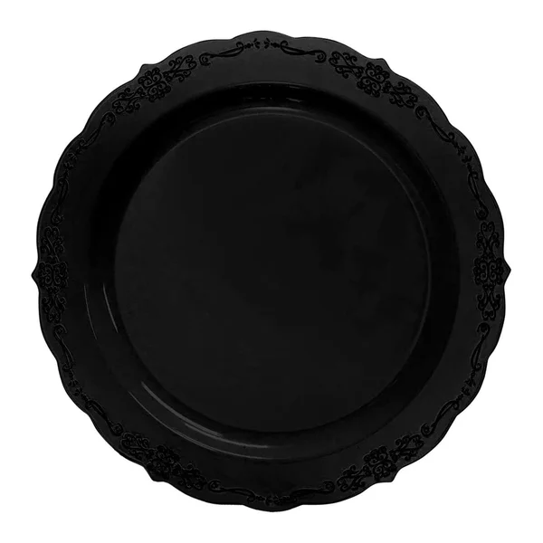 Vintage Rim Round Disposable Plastic Plate Packs - Party Supplies (White - 120pcs - Salad Plates)