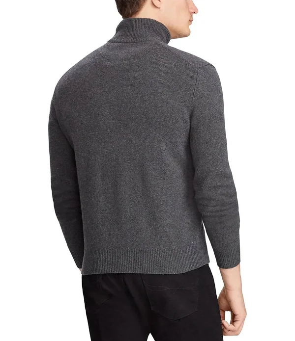 Polo Ralph Lauren Men's Cashmere Blend Quarter-Zip Sweater - Dark Charcoal Heather