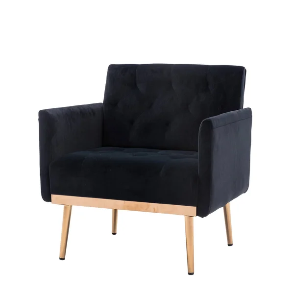 Velvet Upholstered Tufted Accent Chair with Rose Golden Feet - Grey
