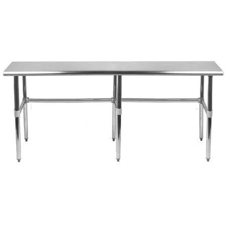 14 inch x 84 inch Stainless Steel Work Table with Open Base, Size: 14 x 84