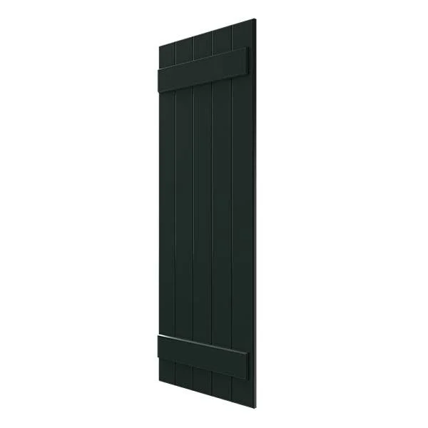 Ekena Millwork CWB18X044DGC 18x22W x 44x22H Exterior Five Board (2 Batten) Composite Board-n-Batten Shutters (Per Pair), Black F