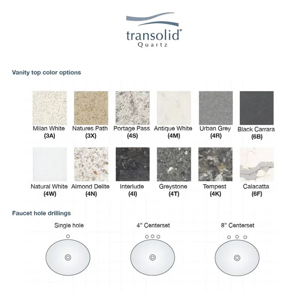 Transolid 31.25-in Natural White Quartz Bathroom Vanity Top, VT31.25X22-1OU-4W-1