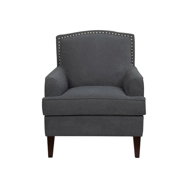 GZMR Gray Pitts Nailhead Trim Soft Fabric Upholstered Arm Chair