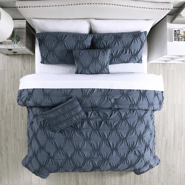 Modern Threads 5-Piece Queen Solid Textured Comforter Set in Alanis