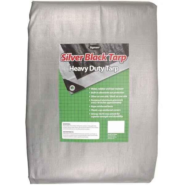 Sigman 14& x 20& Silver Black Heavy Duty Tarp
