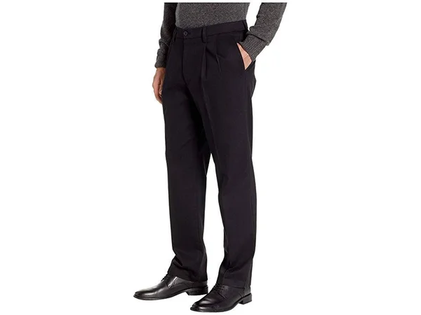 Dockers Men's Classic Fit Signature Khaki Lux Cotton Stretch Pleated Pants, 42 34, Black