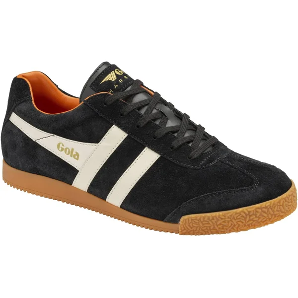 Gola Harrier Black Off White Orange Mens Suede Trainers, 8 UK