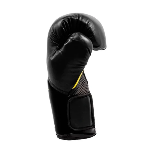 Everlast Elite Pro Style Black Boxing Gloves & 120 inch Cotton Hand Wrap - White