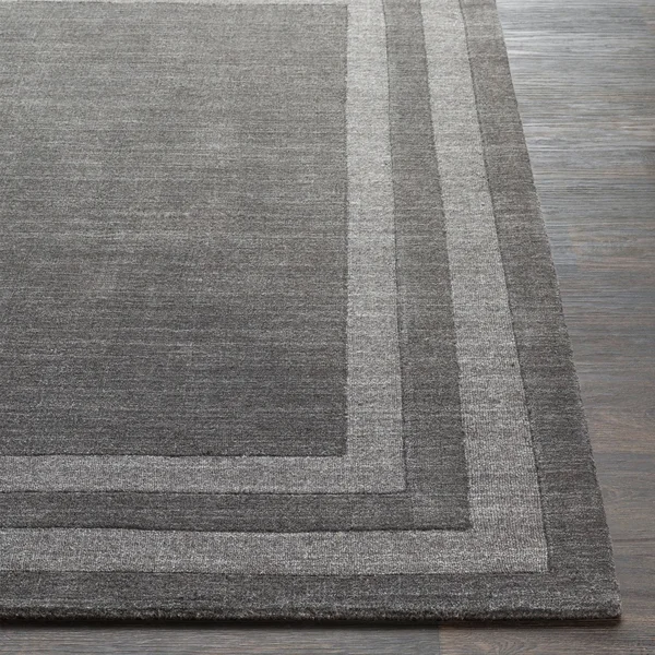 Modern BHS-0061938 Tufted Wool Charcoal Border Accent Rug, 8' x 11'