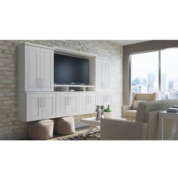 Hampton Bay Shaker Assembled 24x30x12 in. Diagonal Corner Wall Kitchen Cabinet in Satin White