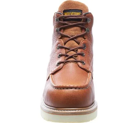 Wolverine Moc Toe Wedge Heel Steel Toe EH Tan 6 inch Work Boot