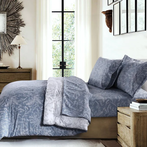 Southshore Fine Linens Winter Brush Reversible Down Alternative Comforter and Sham Set - Muted Teal - Full - Queen